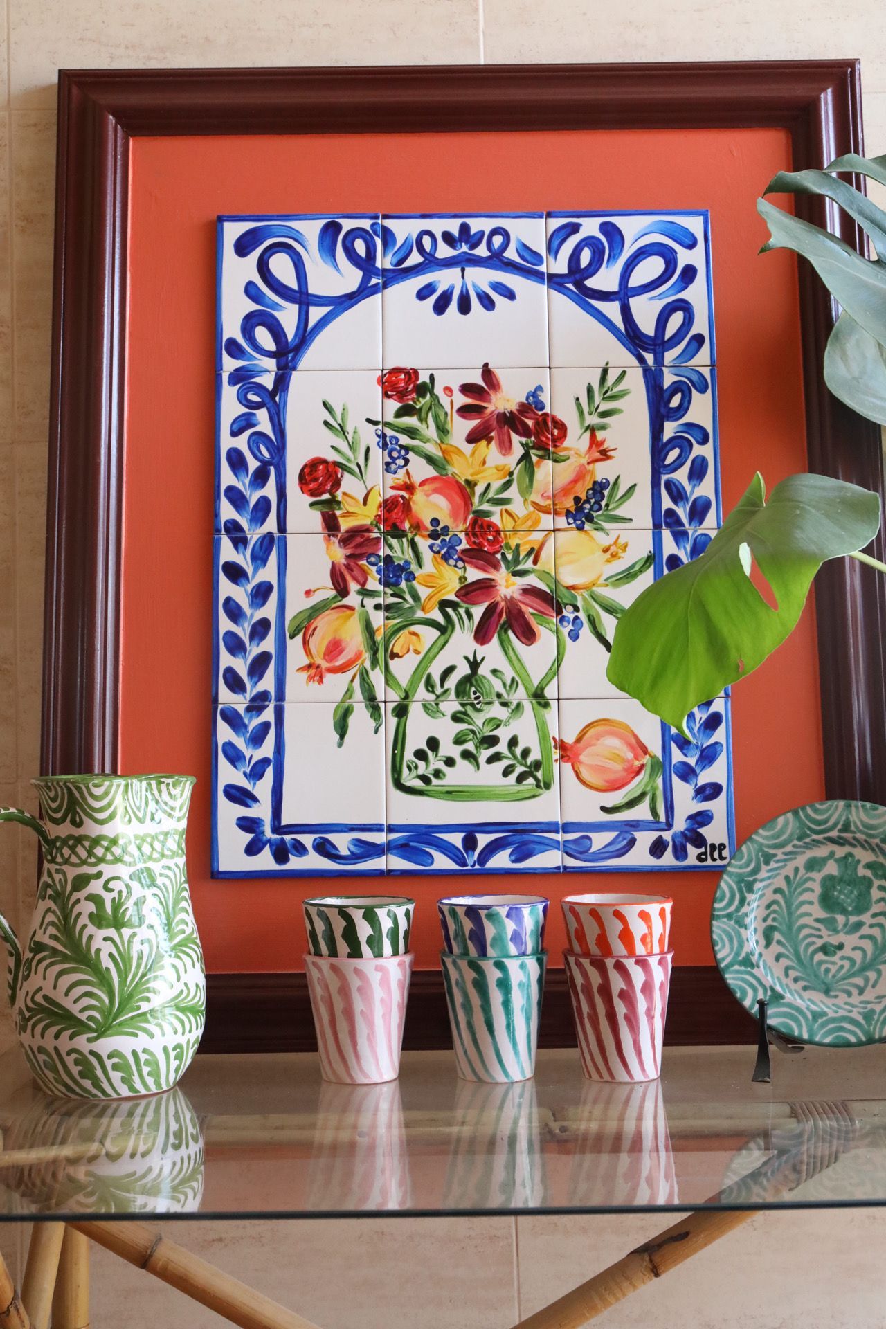 handbeschilderde tegeltableau Tegelkunstwerk muurdecoratie keukenstyling 
