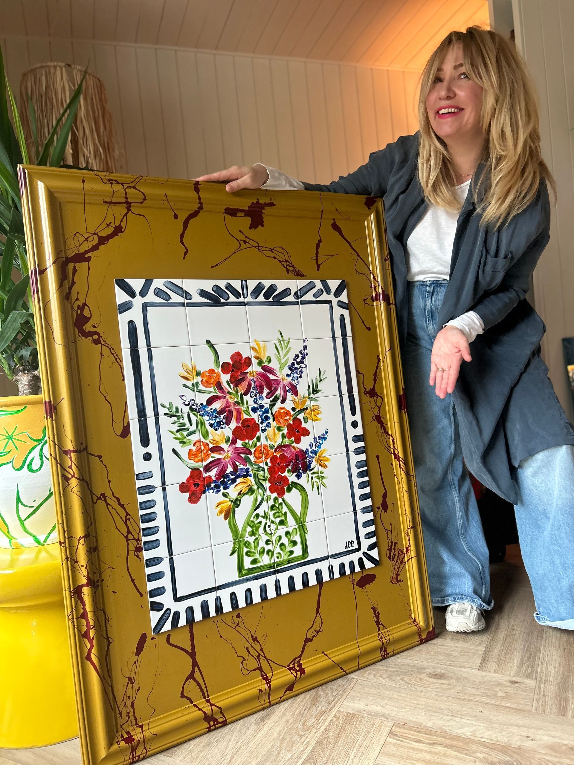 handbeschilderde tegeltableau Tegelkunstwerk muurdecoratie keukenstyling