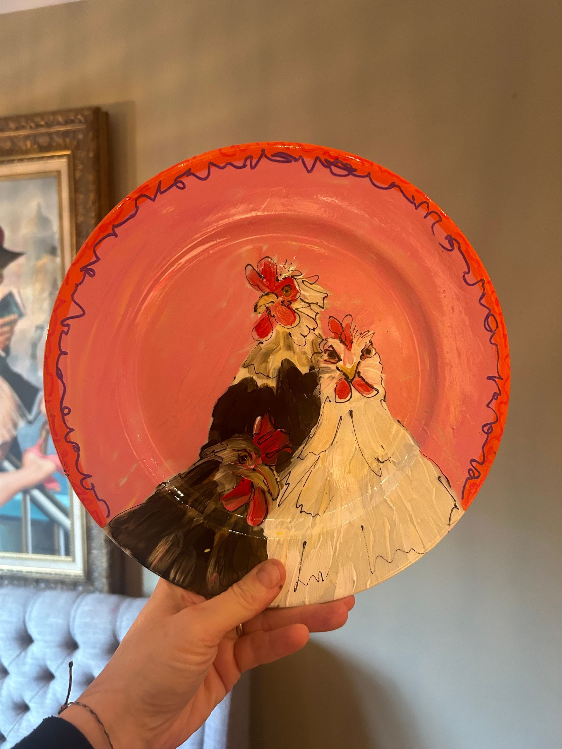 handbeschilderde schalen borden muurdecoratie keukenstyling 