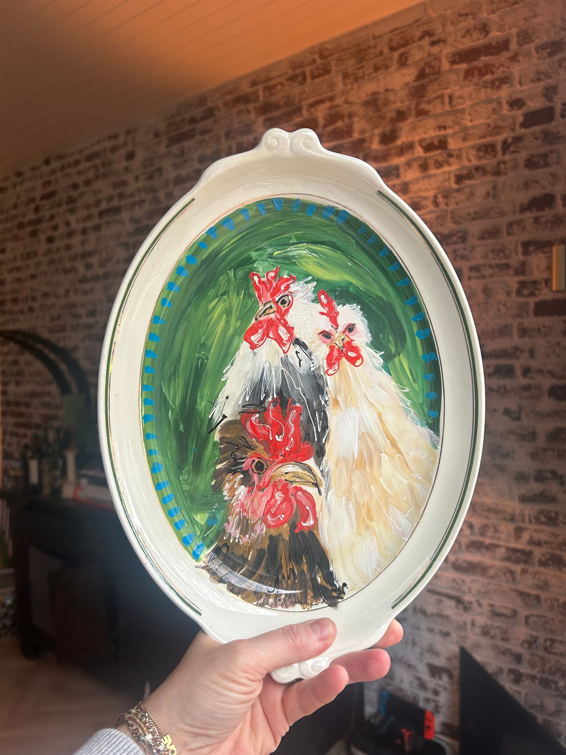 handbeschilderde schalen borden muurdecoratie keukenstyling 