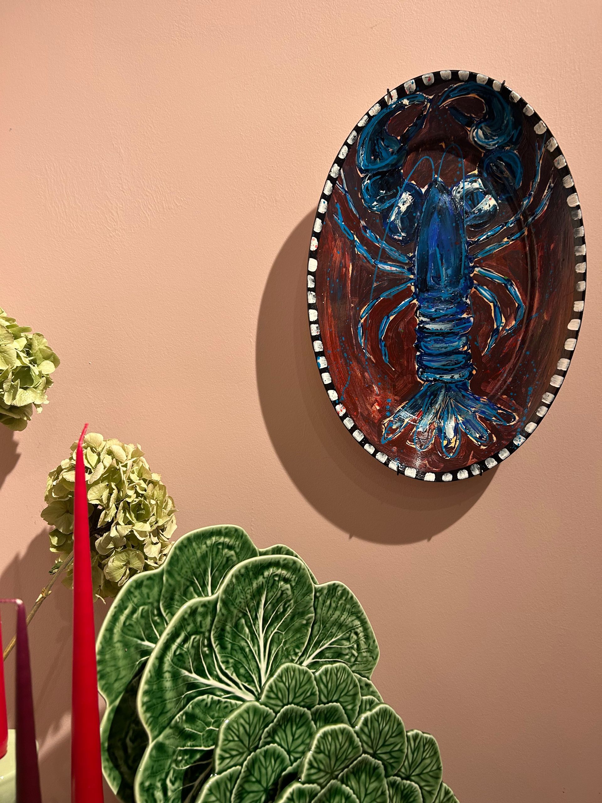 handbeschilderde schalen borden muurdecoratie keukenstyling 