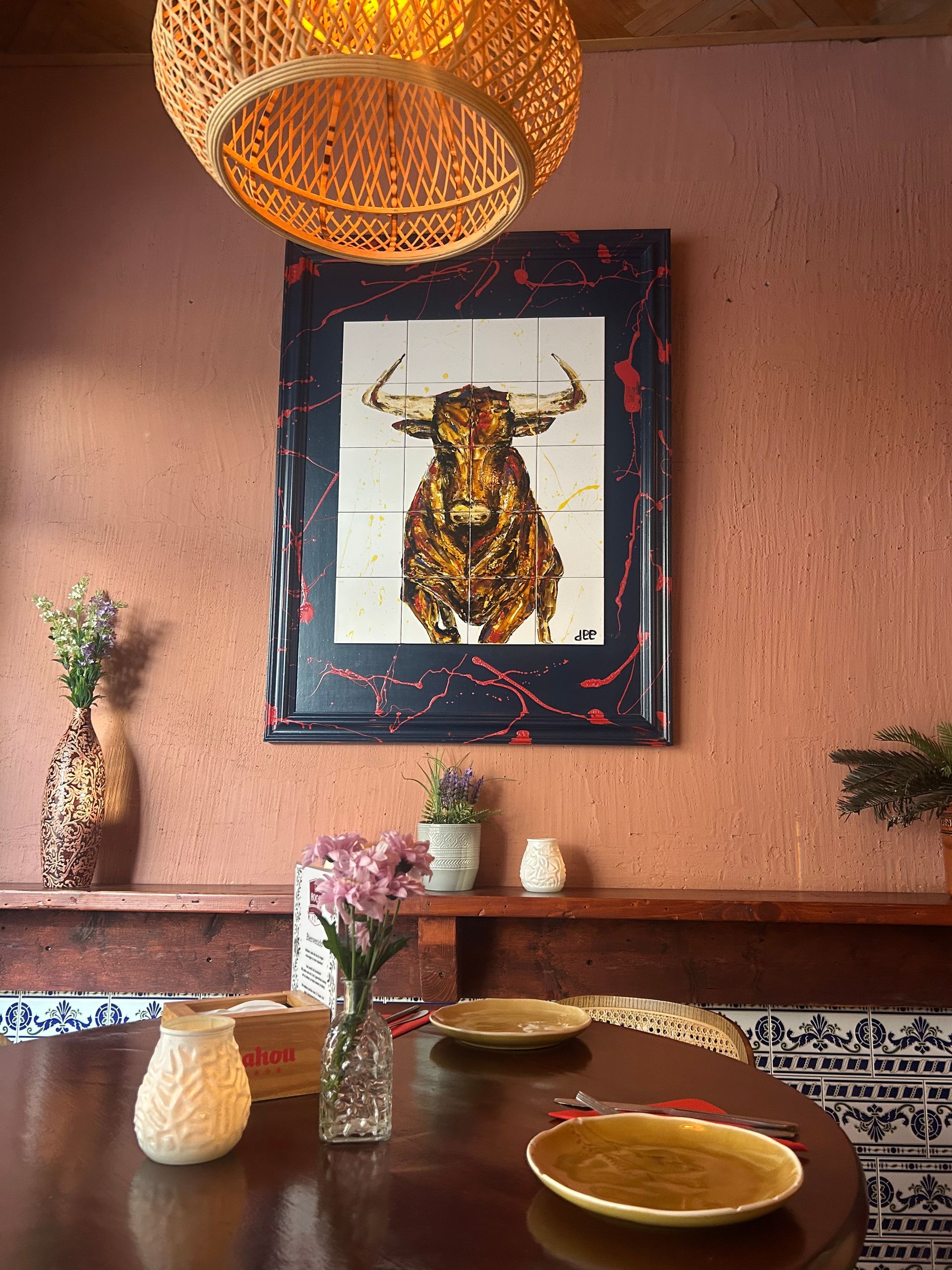 handbeschilderde tegeltableau Tegelkunstwerk muurdecoratie keukenstyling