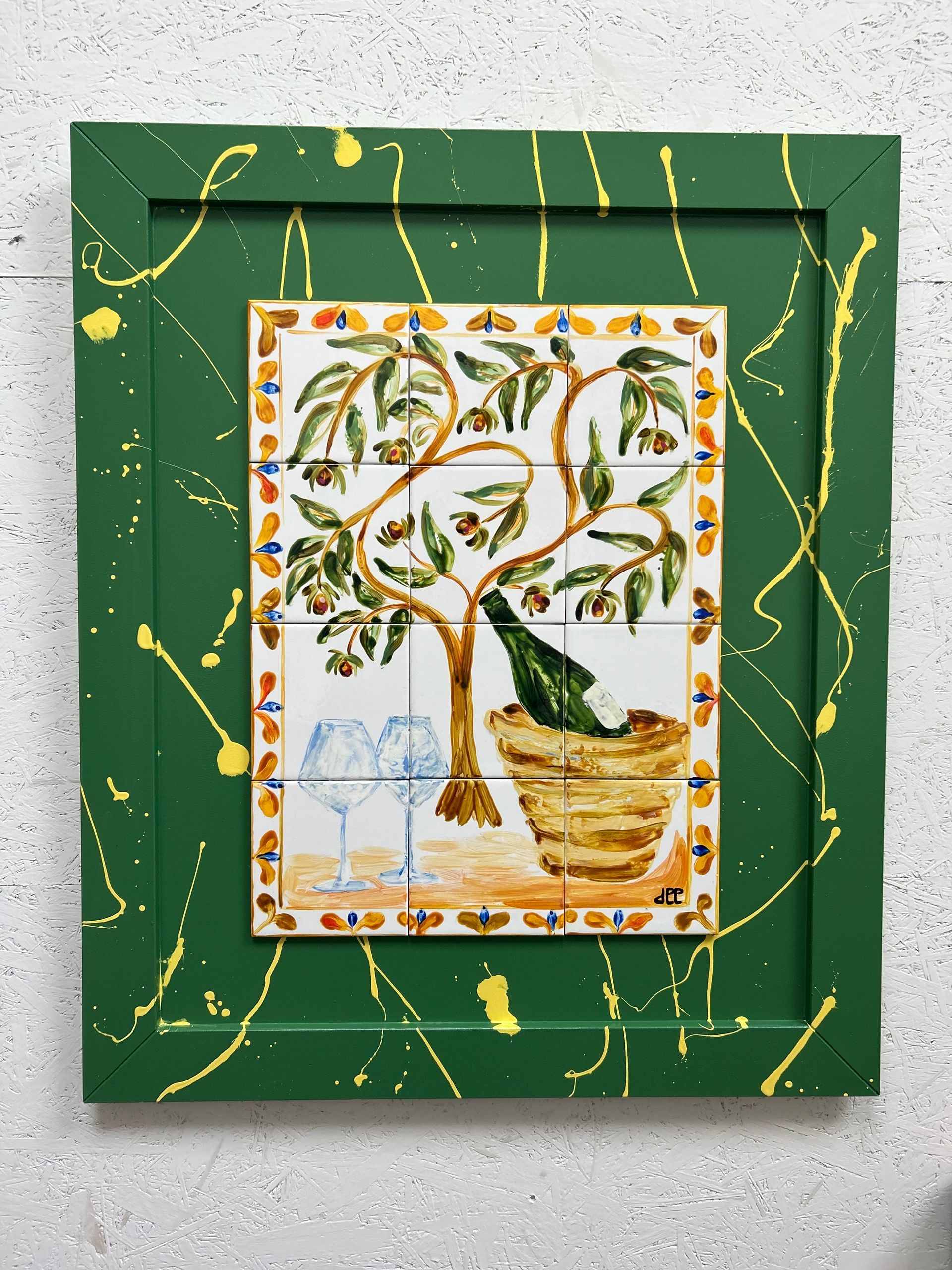 handbeschilderde tegeltableau Tegelkunstwerk muurdecoratie keukenstyling