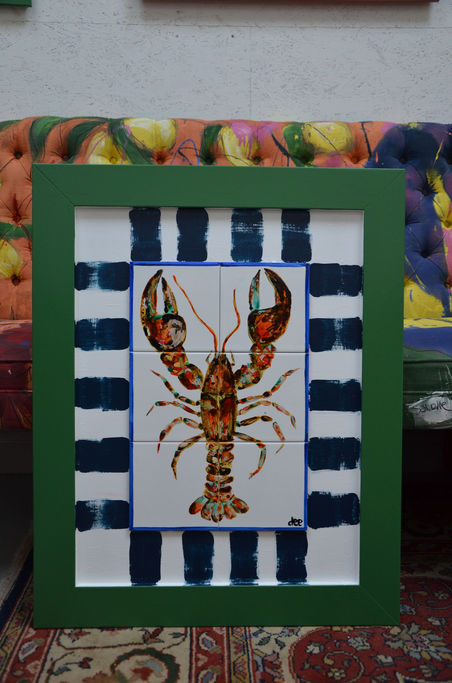 handbeschilderde tegeltableau Tegelkunstwerk muurdecoratie keukenstyling 
