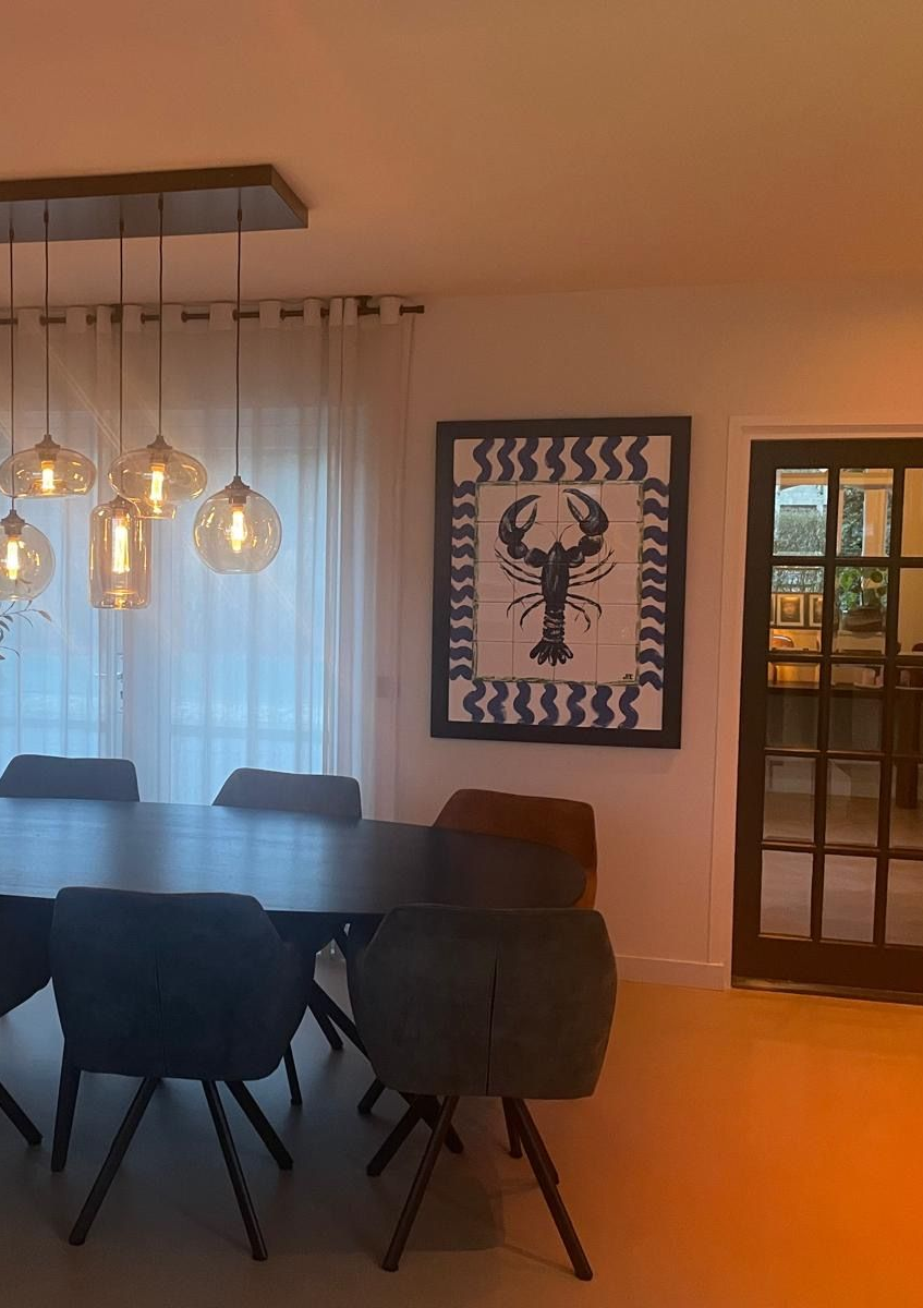 handbeschilderde tegeltableau Tegelkunstwerk muurdecoratie keukenstyling