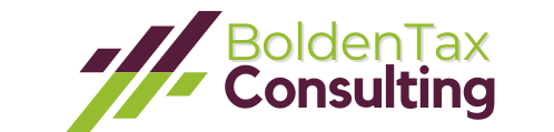The bolden tax consulting logo is green and purple
