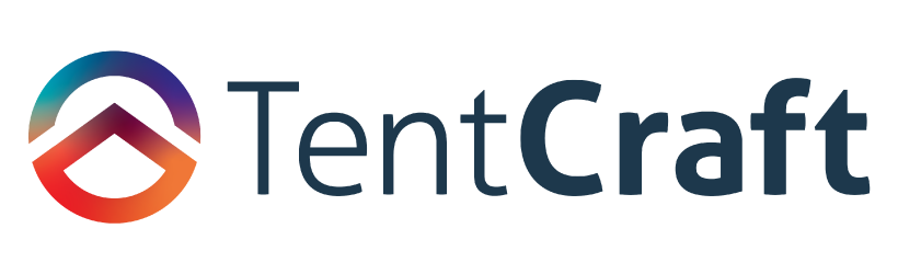 The tentcraft logo is a colorful logo with a rainbow gradient.