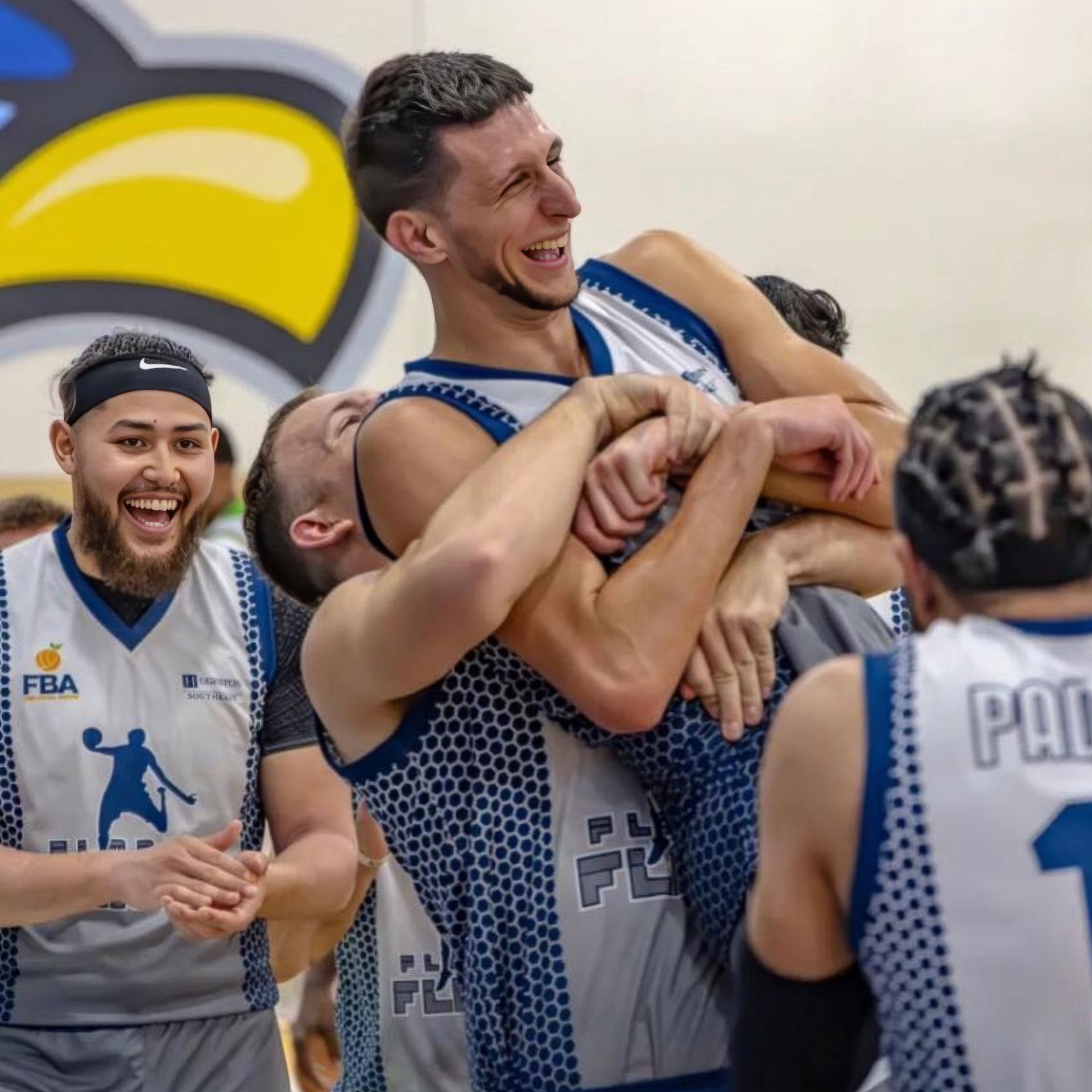 A group of basketball players wearing jerseys that say pac