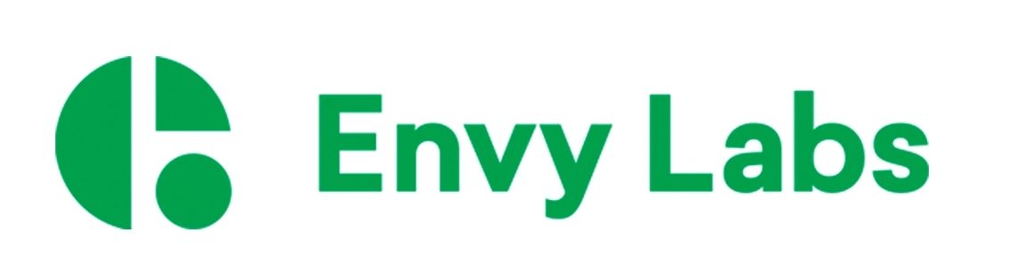 The envy labs logo is green and white on a white background.