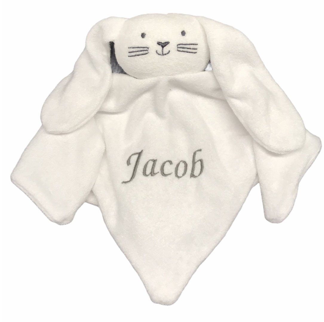 Witte pluche knuffelkonijn met de naam 