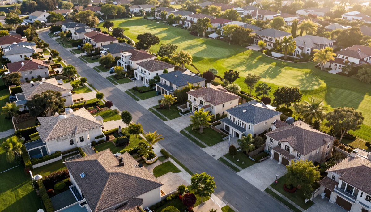 An upscale neighborhood seen from above