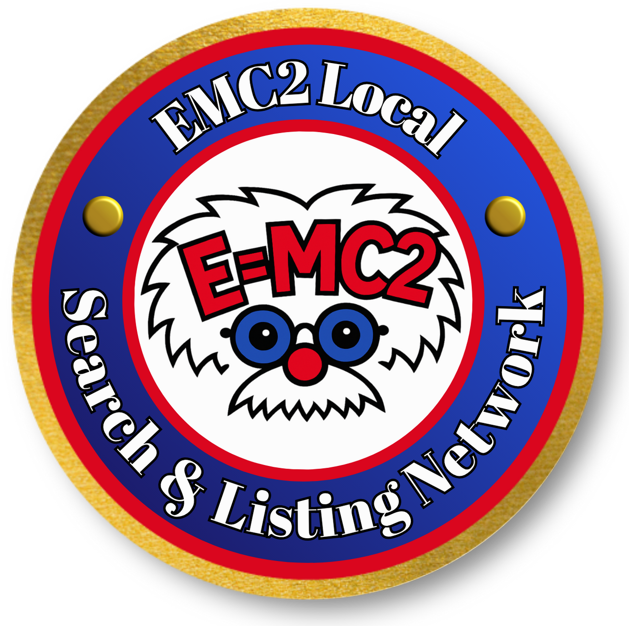 EMC2 Family of Webbies Proud Partner logo with red starburst and blue circular center