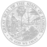 Florida state seal with a woman, a ship, and text 