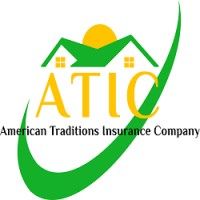 Logo for American Traditions Insurance Company, featuring green houses, a yellow sun, and a green checkmark.