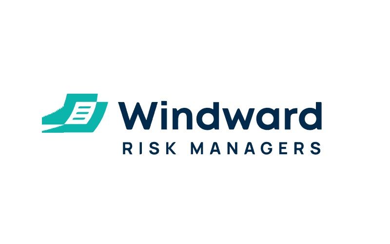 Windward Risk Managers logo: teal abstract document icon next to dark blue text.
