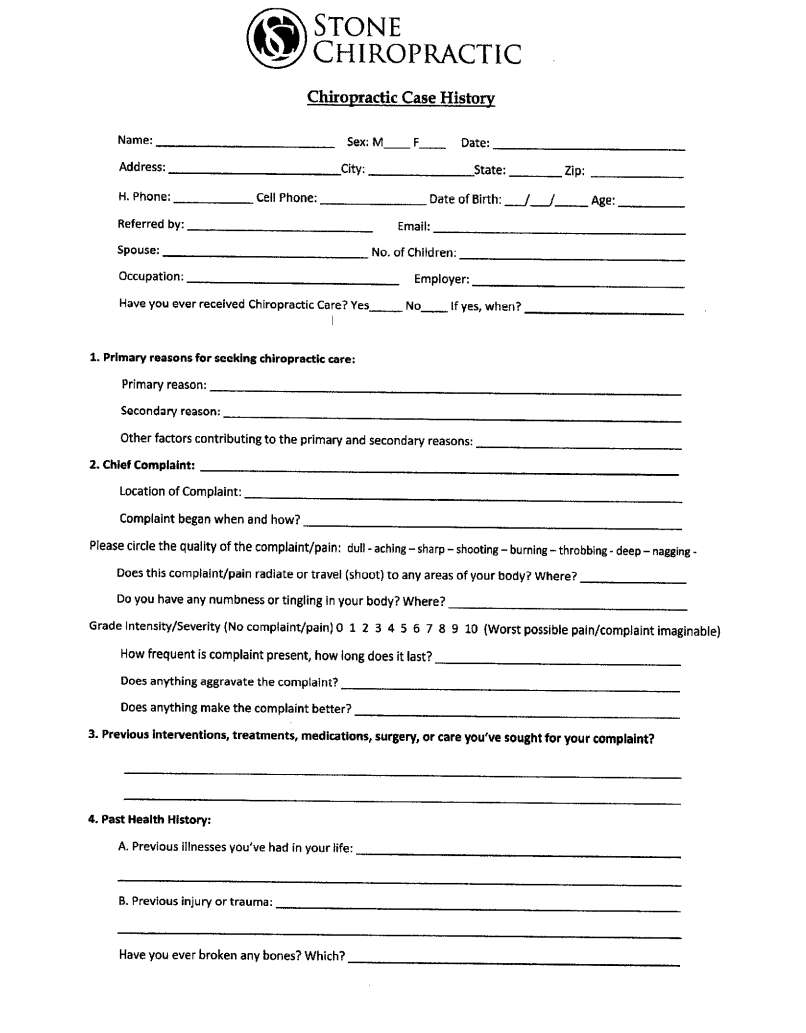 Download New Patient Forms Stone Chiropractic New Patient Forms