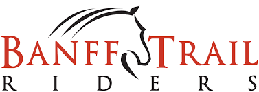 Logo of Banff Trail Riders featuring a horse head silhouette and text.