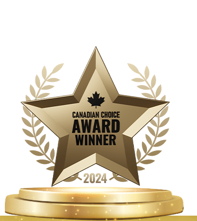 Canadian Choice Award Winner star graphic on a golden podium; 2024.