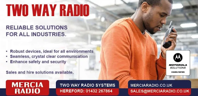 Portable radios - Bristol - Mercia Radio Telephones Ltd - Portable radios Three walkie talkies are sitting next to each other in a red frame.