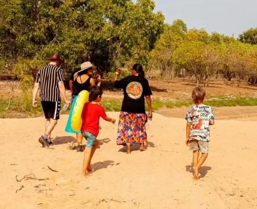 A Family On A Guided Tour on A River Bank — Kakadu Billabong Safari Camp in Kakadu, NT