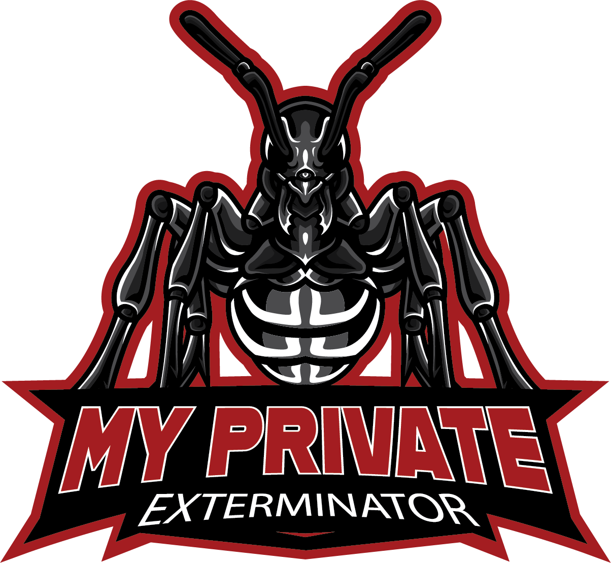 A logo for a company called my private exterminator