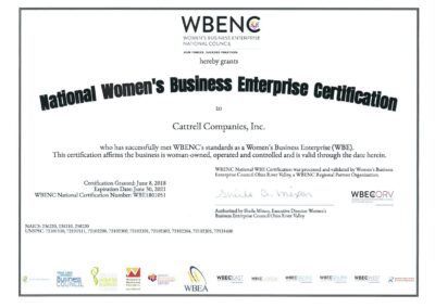 WBENC National Women’s Business Enterprise Certification certificate for Cardinal Companies, Inc.