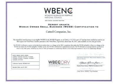 WBENC women-owned business certification document for Cellot Corp., with WBENC and WBEC ORV logos