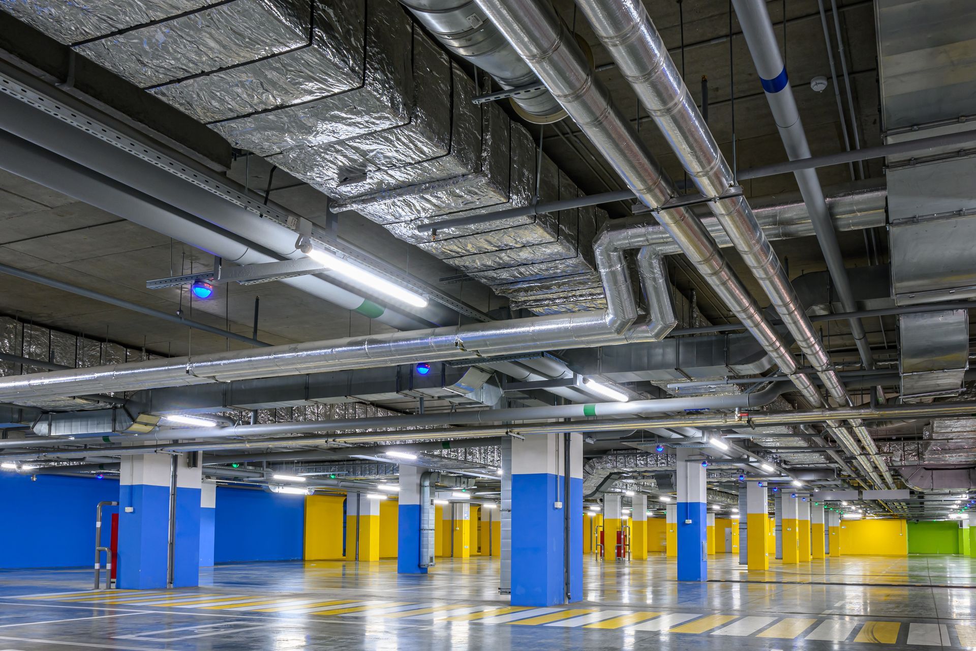 ventilationssystem in einer parkgarage