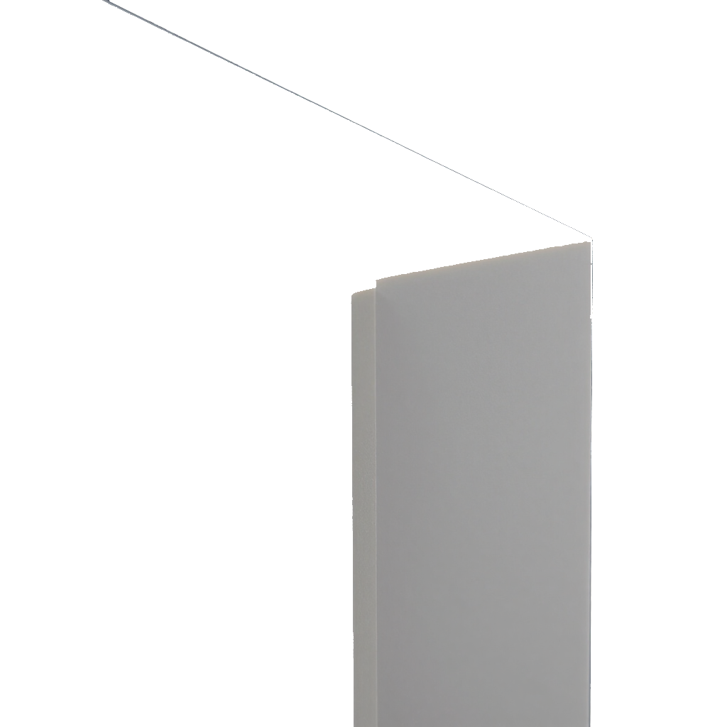 Panel vertical gris claro sobre fondo blanco con una fina línea diagonal encima.
