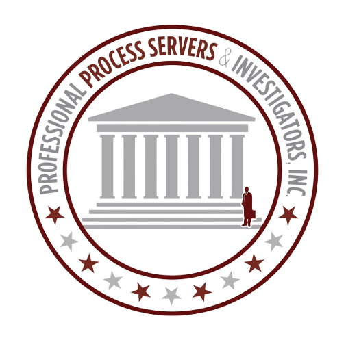 A logo for professional process servers and investigators inc.