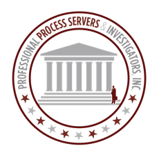 A logo for professional process servers and investigators inc.