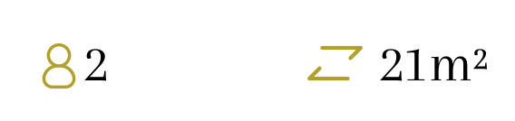 Texto dourado “82” e “Z 21m²” sobre fundo branco