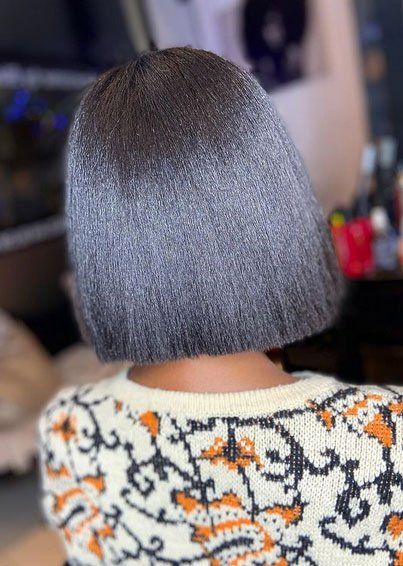 Silk pressed black hair
