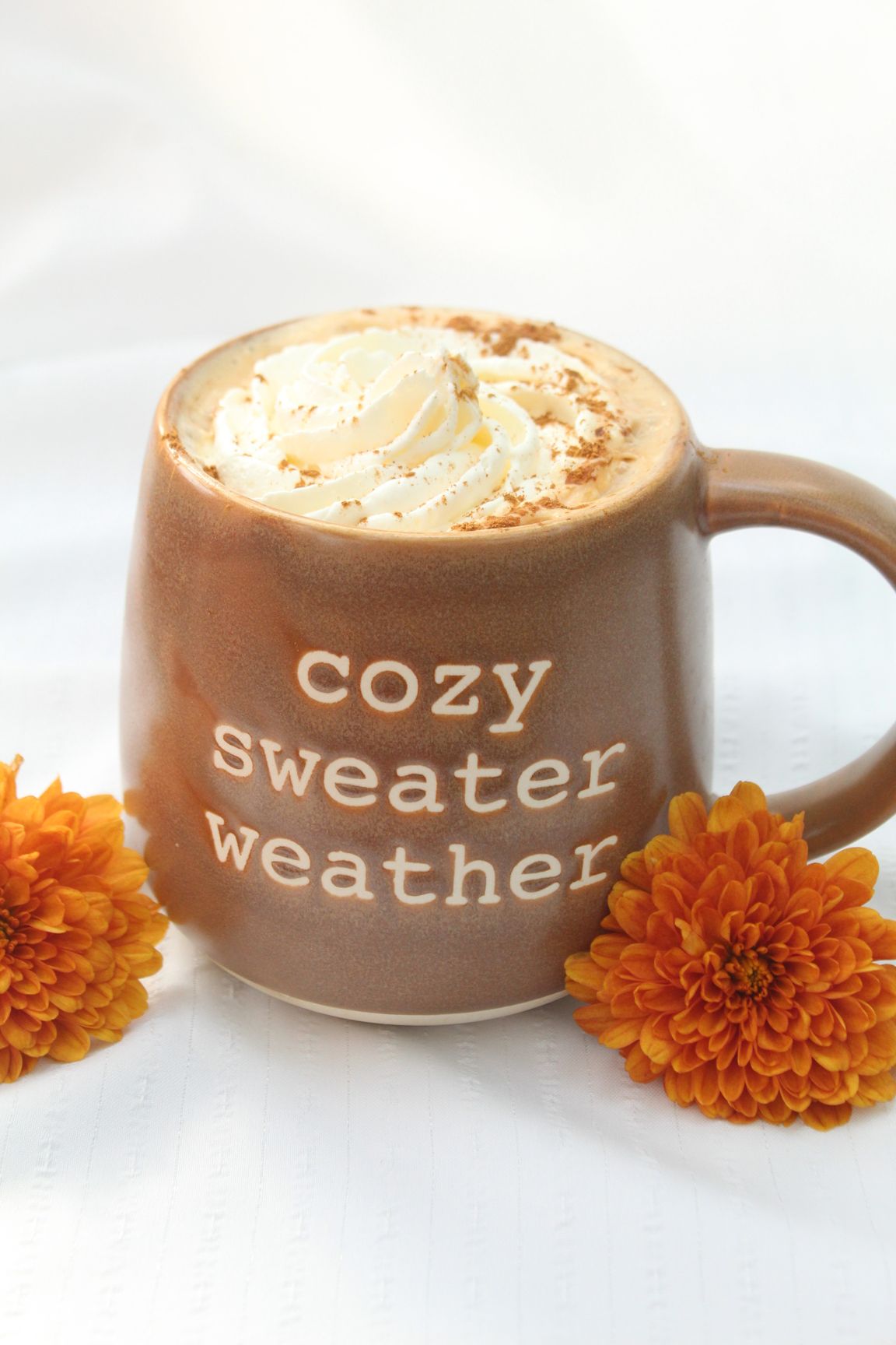 Iced coffee with whipped cream, cookie, and straw on a wooden tray against a black backdrop.