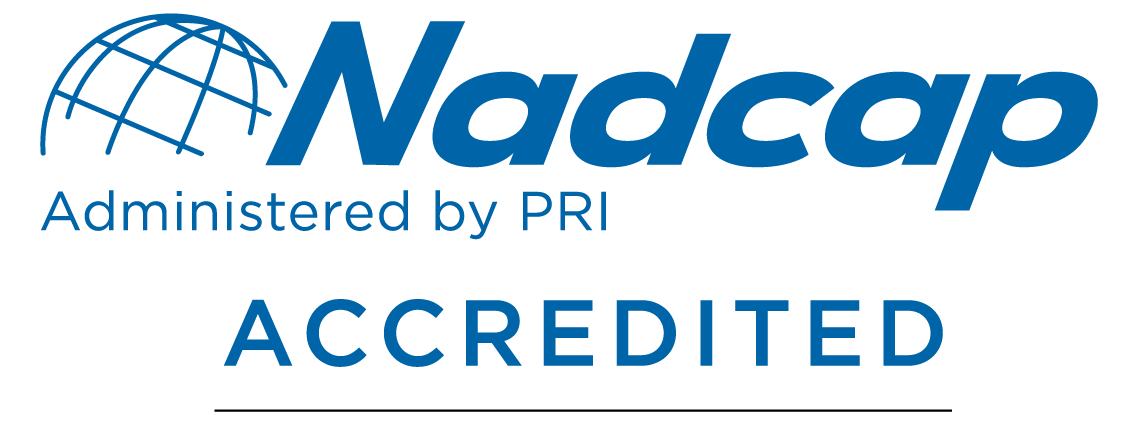 Nadcap Accredited logo with a globe and swoosh.