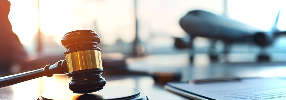 Judge’s gavel beside a legal document and scales in a courtroom setting