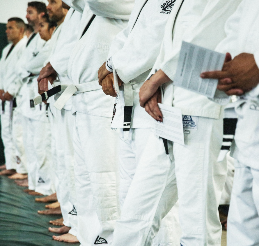 Adult students drilling Jiu-Jitsu technique at Gracie Jiu-Jitsu San Jose in San Jose, CA for stress relief