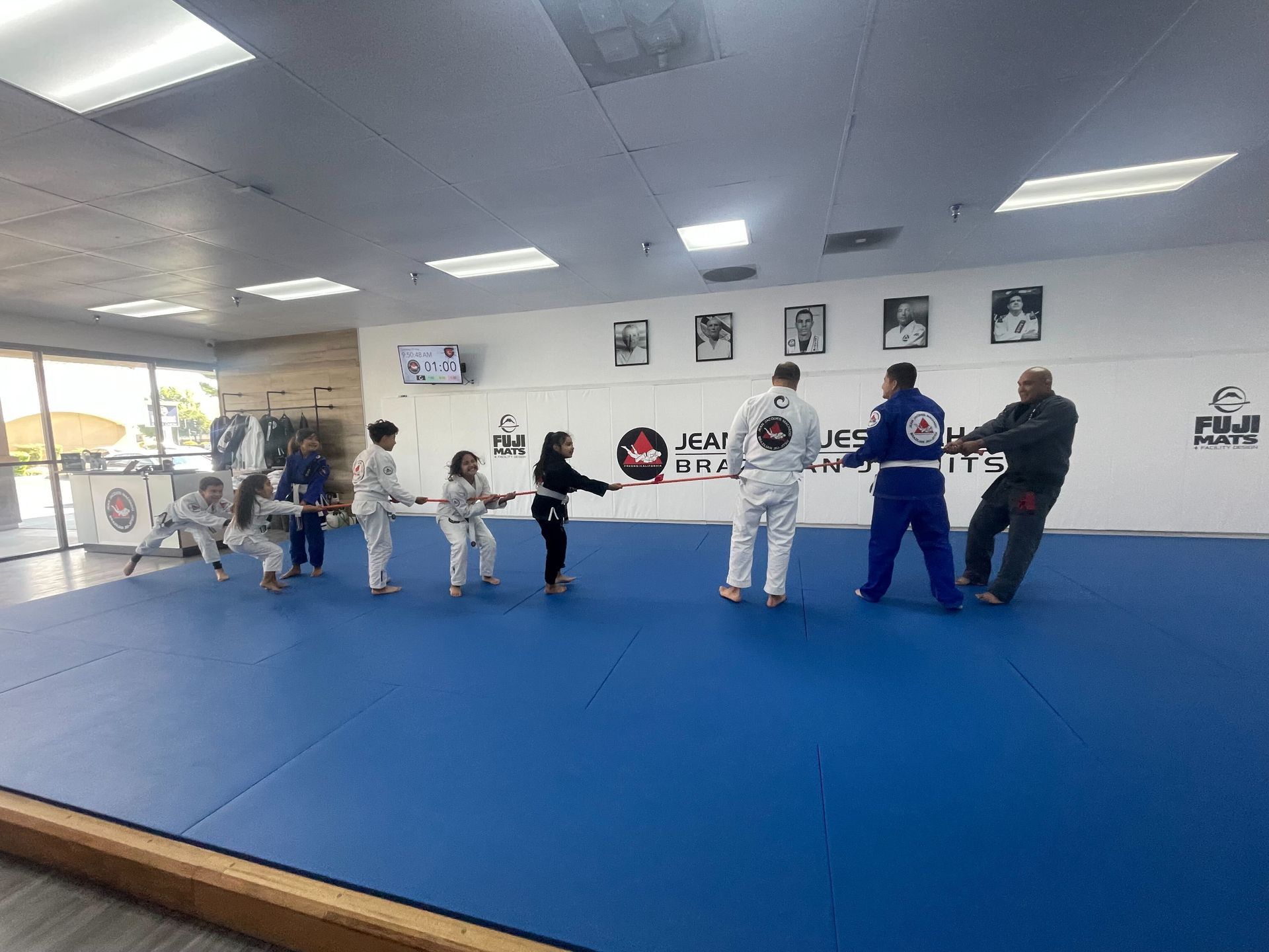 Teens drilling Jiu-Jitsu technique at Gracie Jiu-Jitsu San Jose in San Jose, CA, building focus and resilience.