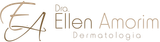 Logotipo da Dra. Eillen Amorim Dermatologia em texto dourado e cinza com as iniciais estilizadas EA.