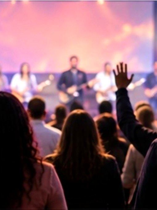 The congregation gathered together in worship