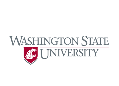 The logo for washington state university with a shield on a white background.
