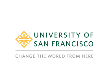 The university of san francisco logo says change the world from here
