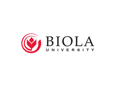 A logo for biola university with a red flower in the middle