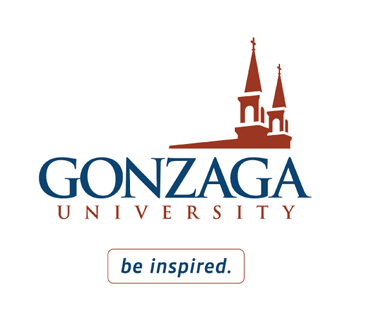 A logo for gonzaga university with a castle on it