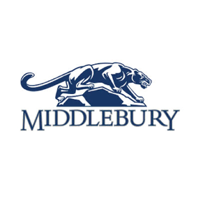 A logo for middlebury with a panther on a rock