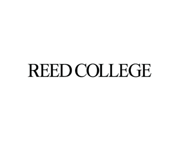 A black and white logo for reed college on a white background.