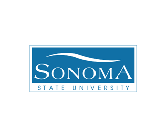 The sonoma state university logo is blue and white