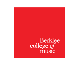 A red square with the words berklee college of music on it