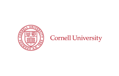 The cornell university logo is a red seal with a shield on it.