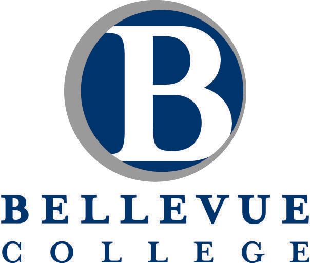 A blue and white logo for bellevue college